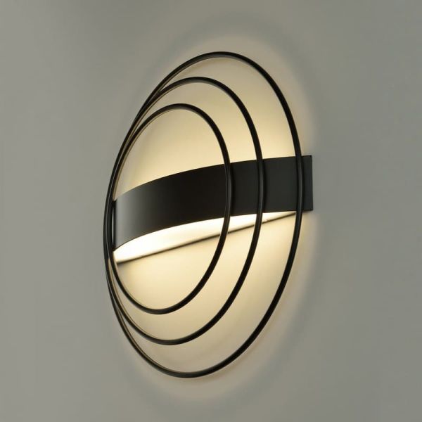 Aplique LED redondo RINGO Negro Texturado, 13W 808lm Regulable 2700K-3000K con interruptor deslizante