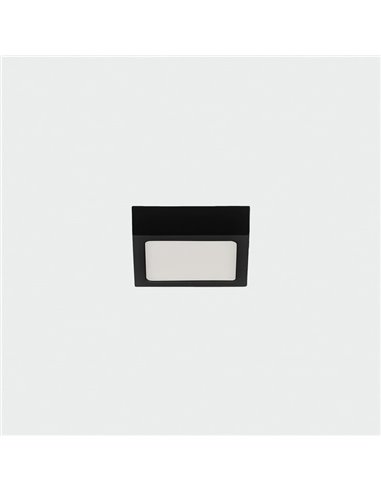 Plafonnier LED Carré 6W 420lm, ROKU 9cm Noir Texturé, Couleur de Lumière au choix : 3000K ou 4000K