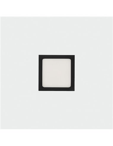 Plafonnier LED Carré 6W 420lm, ROKU 9cm Noir Texturé, Couleur de Lumière au choix : 3000K ou 4000K