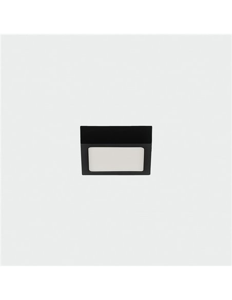 Plafonnier LED Carré 6W 420lm, ROKU 9cm Noir Texturé, Couleur de Lumière au choix : 3000K ou 4000K