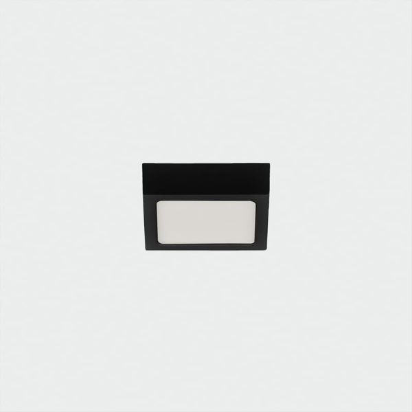 Plafonnier LED Carré 6W 420lm, ROKU 9cm Noir Texturé, Couleur de Lumière au choix : 3000K ou 4000K