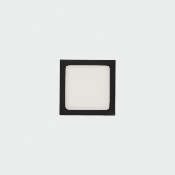 Plafón de Techo LED cuadrado 6W 420lm, ROKU 9cm Negro Texturado, Color de luz a elegir: 3000K o 4000K