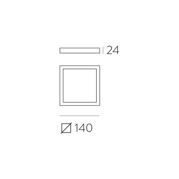 Plafon LED Quadrado 12W 950lm, ROKU 14cm Preto Texturizado, 3000K ou 4000K