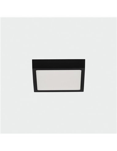Plafón de Techo LED cuadrado 12W 950lm, ROKU 14cm Negro Texturado, 3000K o 4000K