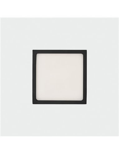 Plafon LED Quadrado 12W 950lm, ROKU 14cm Preto Texturizado, 3000K ou 4000K