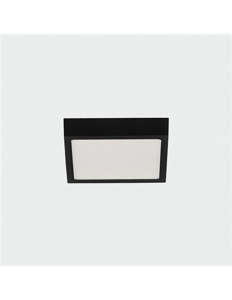 Plafonnier LED Carré 12W 950lm, ROKU 14cm Noir Texturé, 3000K ou 4000K
