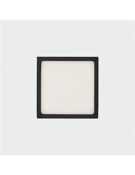 Plafonnier LED Carré 12W 950lm, ROKU 14cm Noir Texturé, 3000K ou 4000K