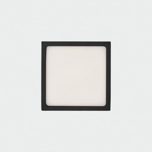 Plafonnier LED Carré 12W 950lm, ROKU 14cm Noir Texturé, 3000K ou 4000K