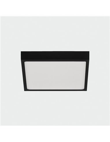 Plafon LED quadrado de 19 cm, 18 W 1450lm, ROKU preto texturizado, cor clara à escolha: 3000K ou 4000K