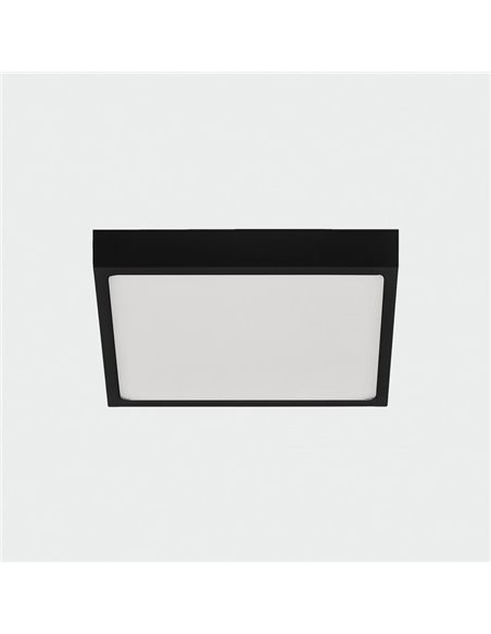 Plafon LED quadrado de 19 cm, 18 W 1450lm, ROKU preto texturizado, cor clara à escolha: 3000K ou 4000K