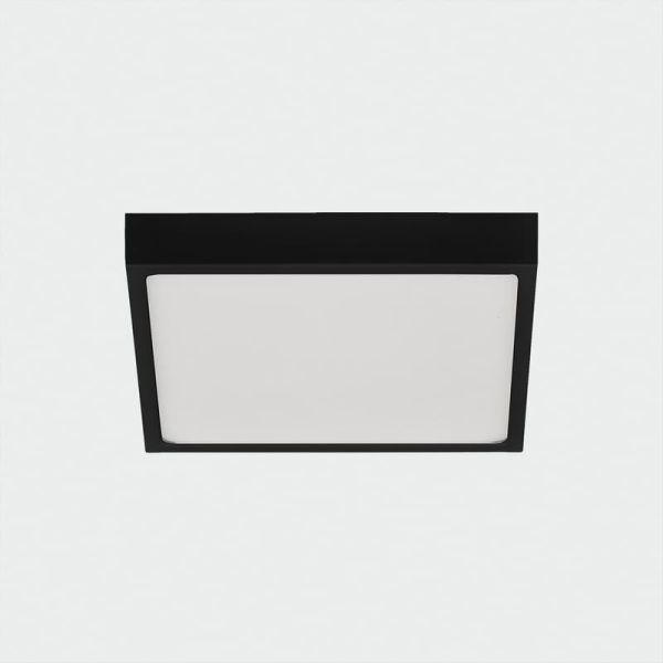Plafon LED quadrado de 19 cm, 18 W 1450lm, ROKU preto texturizado, cor clara à escolha: 3000K ou 4000K