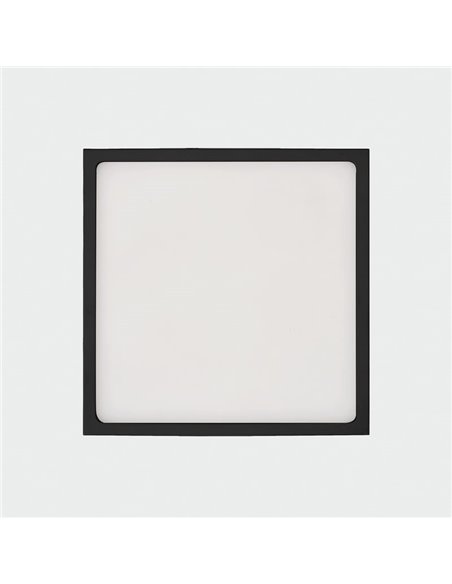 Plafon LED quadrado de 19 cm, 18 W 1450lm, ROKU preto texturizado, cor clara à escolha: 3000K ou 4000K