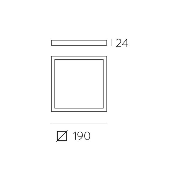 Plafon LED quadrado de 19 cm, 18 W 1450lm, ROKU preto texturizado, cor clara à escolha: 3000K ou 4000K