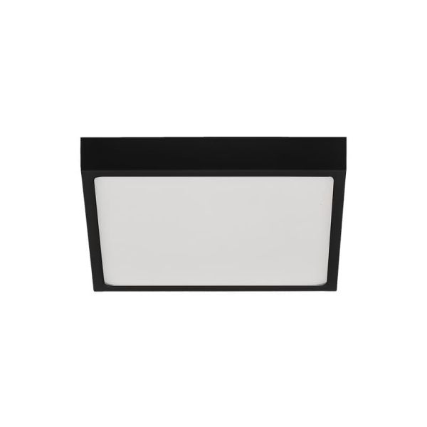 Plafón LED cuadrado de 19cm, 18W 1450lm, ROKU  Negro Texturado, Color de luz a elegir: 3000K o 4000K