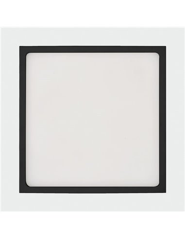 Grand Plafonnier LED carré 27cm, 24W 1930lm, ROKU Noir Texturé, Couleur de lumière au choix : 3000K ou 4000K