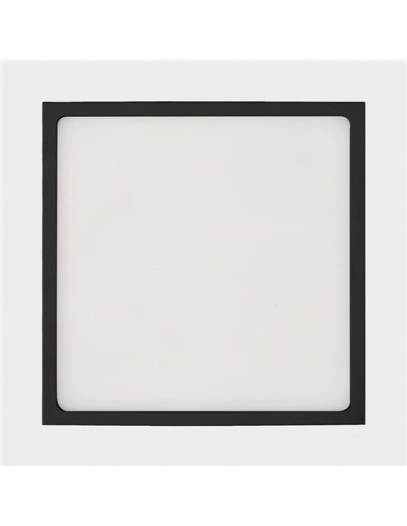 Grand Plafonnier LED carré 27cm, 24W 1930lm, ROKU Noir Texturé, Couleur de lumière au choix : 3000K ou 4000K