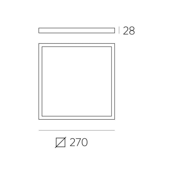 Plafón cuadrado LED grande de 27cm, 24W 1930lm, ROKU Negro Texturado, Color de luz a elegir: 3000K o 4000K
