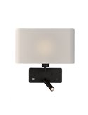 Aplique para dormitorio ROMEO, 2 Interruptores LED 3W 3000K 285lm + LED E27 15W, orientable, con USB y USBC Negro/Niquel Mate