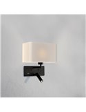Aplique para dormitorio ROMEO, 2 Interruptores LED 3W 3000K 285lm + LED E27 15W, orientable, con USB y USBC Negro/Niquel Mate