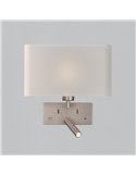 Aplique para dormitorio ROMEO, 2 Interruptores LED 3W 3000K 285lm + LED E27 15W, orientable, con USB y USBC Negro/Niquel Mate
