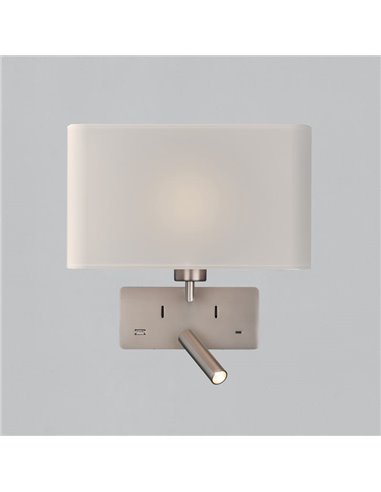 Aplique para dormitorio ROMEO, 2 Interruptores LED 3W 3000K 285lm + LED E27 15W, orientable, con USB y USBC Negro/Niquel Mate