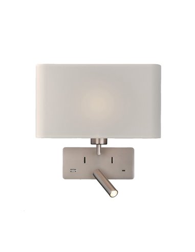Aplique para dormitorio ROMEO, 2 Interruptores LED 3W 3000K 285lm + LED E27 15W, orientable, con USB y USBC Negro/Niquel Mate