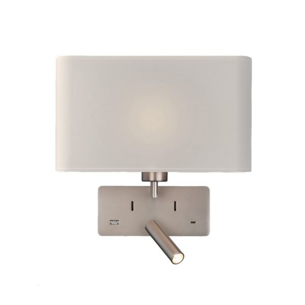 Aplique para dormitorio ROMEO, 2 Interruptores LED 3W 3000K 285lm + LED E27 15W, orientable, con USB y USBC Negro/Niquel Mate