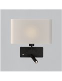 Aplique para dormitorio ROMEO, 2 Interruptores LED 3W 3000K 285lm + LED E27 15W, orientable, con USB y USBC Negro/Niquel Mate