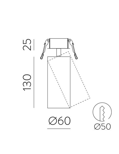 Spot encastrable LED COB 12W 3000K 1240lm PIPE, Blanc/Noir Texturé