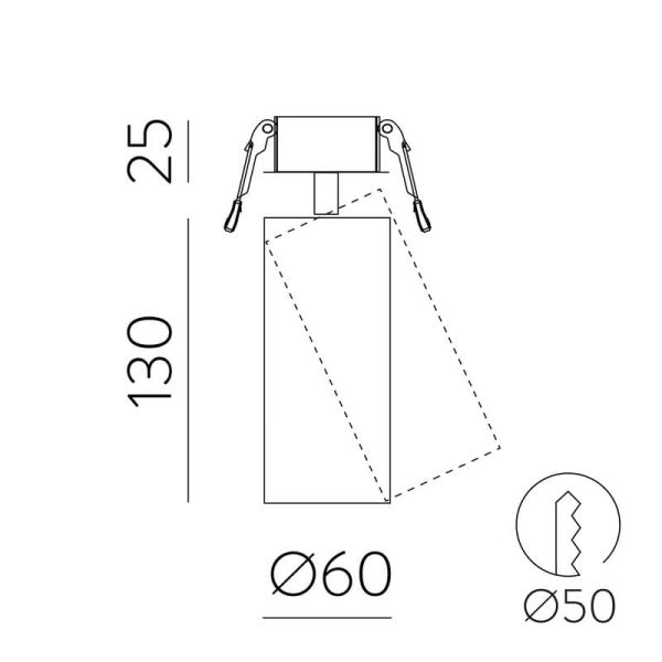 Foco Embutido LED COB 12W 3000K 1240lm PIPE, Branco/Preto Texturizado