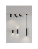 Aplique de pared LED PIPE, con 1/2 Luces, LED COB 12W 3000K 1240lm, Blanco/Negro Texturado