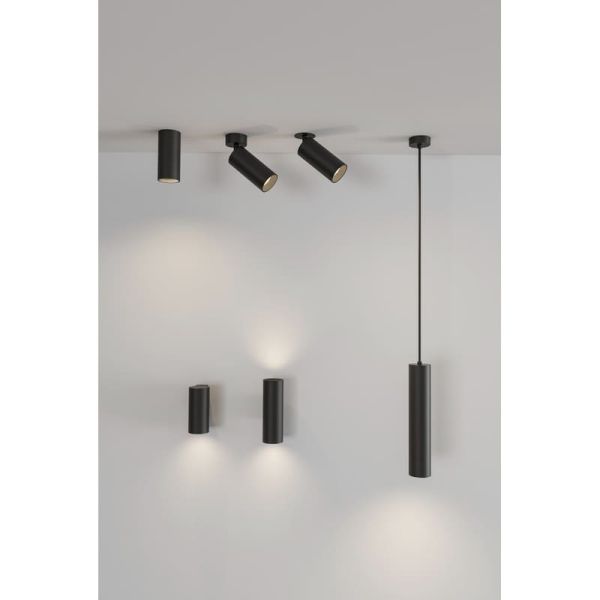 Applique murale LED PIPE, avec 1/2 Lumières, COB LED 12W 3000K 1240lm, Blanc Texturé/Noir