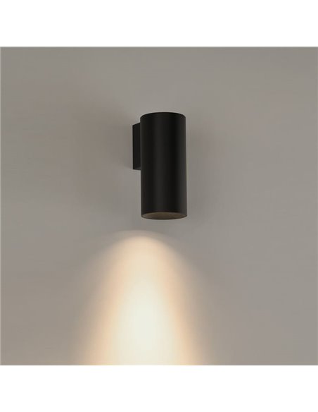 Aplique de pared LED PIPE, con 1/2 Luces, LED COB 12W 3000K 1240lm, Blanco/Negro Texturado