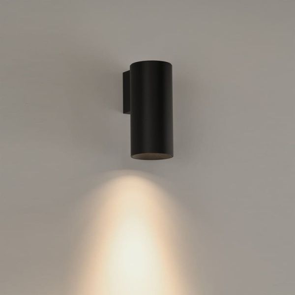 Aplique LED PIPE, com 1/2 luzes, COB LED 12W 3000K 1240lm, Texturizado Branco/Preto