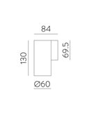 Aplique de pared LED PIPE, con 1/2 Luces, LED COB 12W 3000K 1240lm, Blanco/Negro Texturado