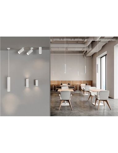 Aplique de pared LED PIPE, con 1/2 Luces, LED COB 12W 3000K 1240lm, Blanco/Negro Texturado