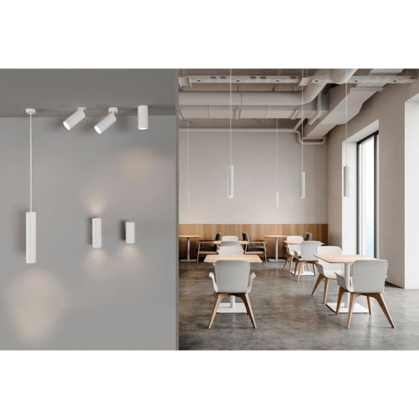 Aplique LED PIPE, com 1/2 luzes, COB LED 12W 3000K 1240lm, Texturizado Branco/Preto
