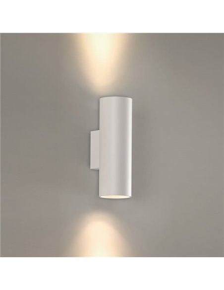 Applique murale LED PIPE, avec 1/2 Lumières, COB LED 12W 3000K 1240lm, Blanc Texturé/Noir