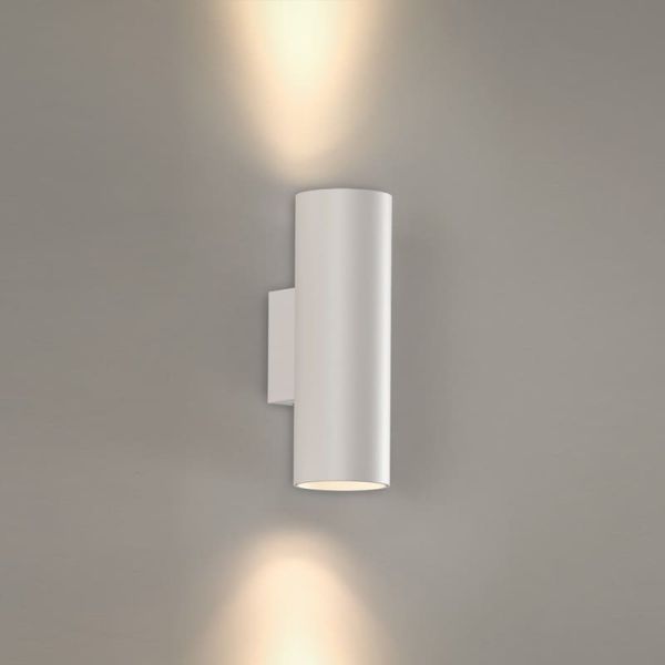 Aplique de pared LED PIPE, con 1/2 Luces, LED COB 12W 3000K 1240lm, Blanco/Negro Texturado