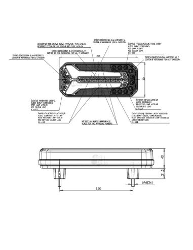 Piloto Trasero LED para instalar en Horizontal o Vertical con 6 Funciones 12/24V Luz de Matricula Inferior