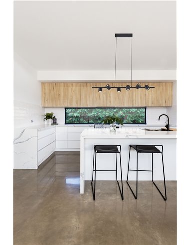 Candeeiro Suspenso Linear com Focos GU10 6 Luzes IOS branco ou preto