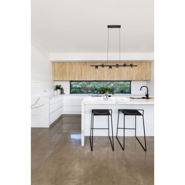 Lampe à Suspension Linéaire avec Spots GU10 6 Lumières IOS blanc ou noir