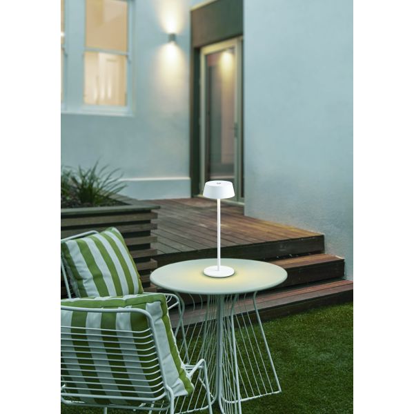 Lámpara LED Exterior de Sobremesa K4, 3000K 180Lm Regulable en intensidad Touch, Recargable, Sin enchufes Blanco