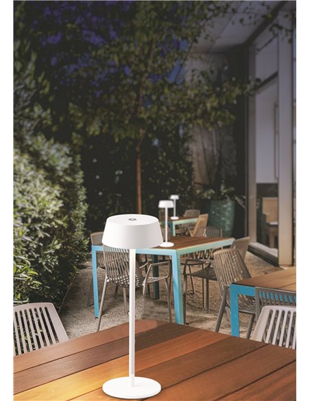 Lámpara LED Exterior de Sobremesa K4, 3000K 180Lm Regulable en intensidad Touch, Recargable, Sin enchufes Blanco