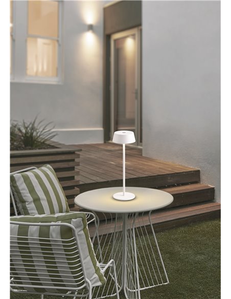 Lámpara de Sobremesa LED Exterior K4, 3000K 180Lm Regulable en intensidad Touch, Recargable, Sin enchufes Negro