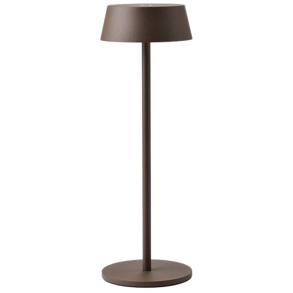 Lámpara Sobremesa LED Exterior K4, 3000K 180Lm Regulable en intensidad Touch, Recargable, Sin enchufes Corten