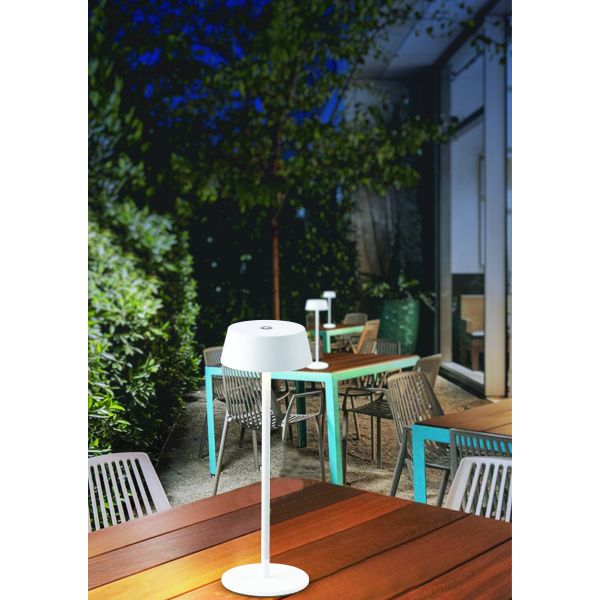 Lámpara Sobremesa LED Exterior K4, 3000K 180Lm Regulable en intensidad Touch, Recargable, Sin enchufes Corten