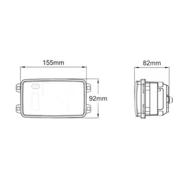 Medições Farol de estrada LED com farol baixo, farol alto e posição H4 John Deere, Massey Ferguson