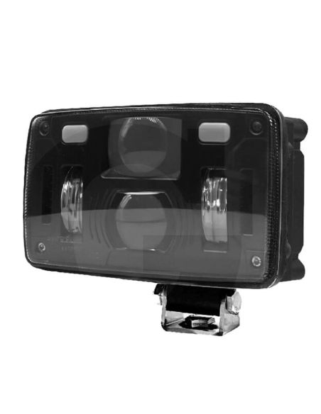 Faro LED de carretera rectangular con Luz de Cruce Luz, Carretera y Posición con soporte inferior o lateral