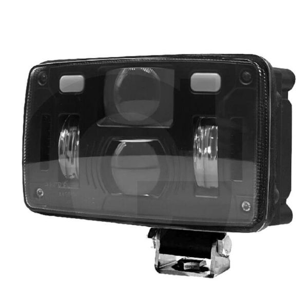 Faro LED de carretera rectangular con Luz de Cruce Luz, Carretera y Posición con soporte inferior o lateral